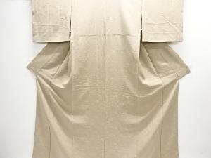 流水に蛇籠・草花模様織出し一ツ紋色無地着物